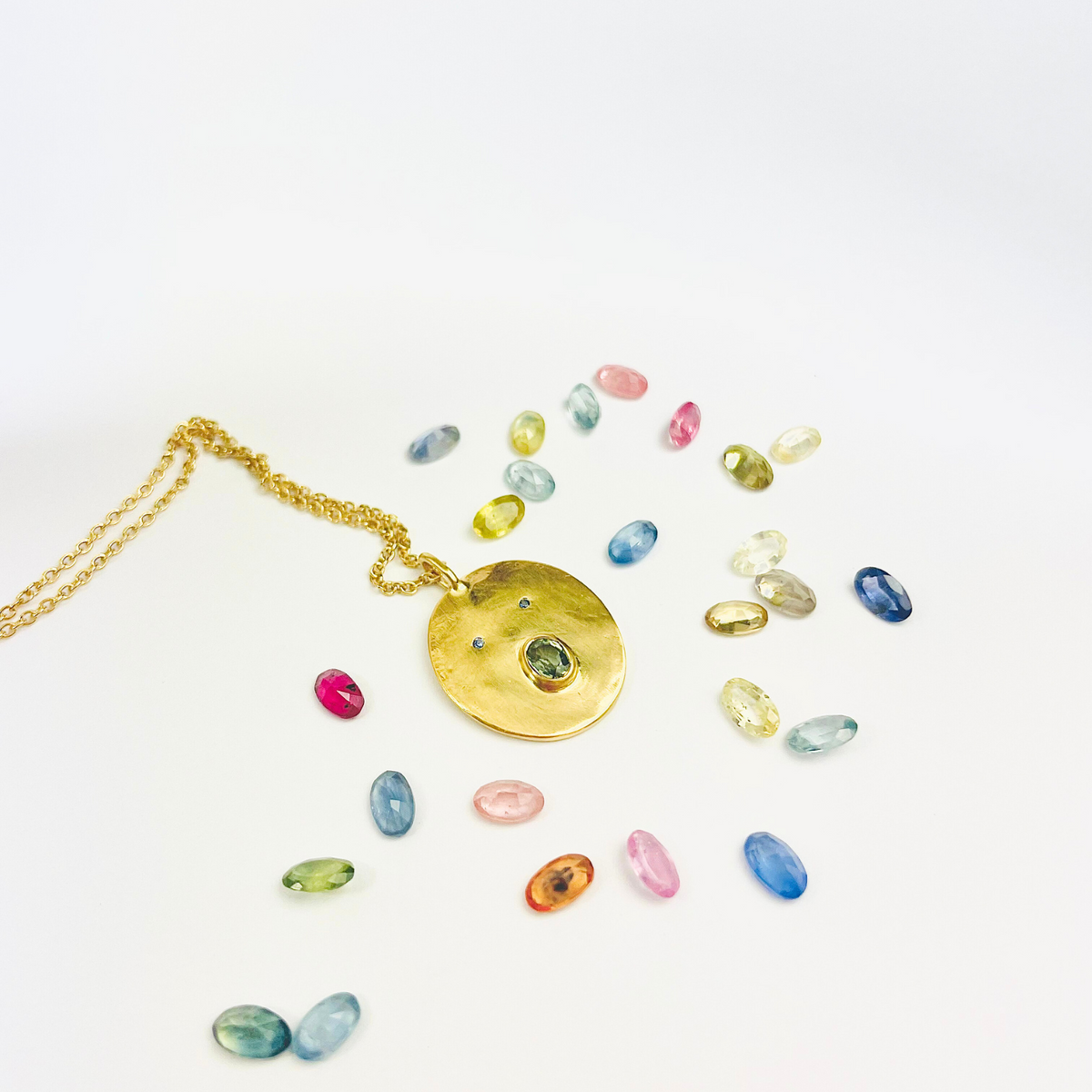 Collier Tronche Henri - Vermeil et Saphir Vert