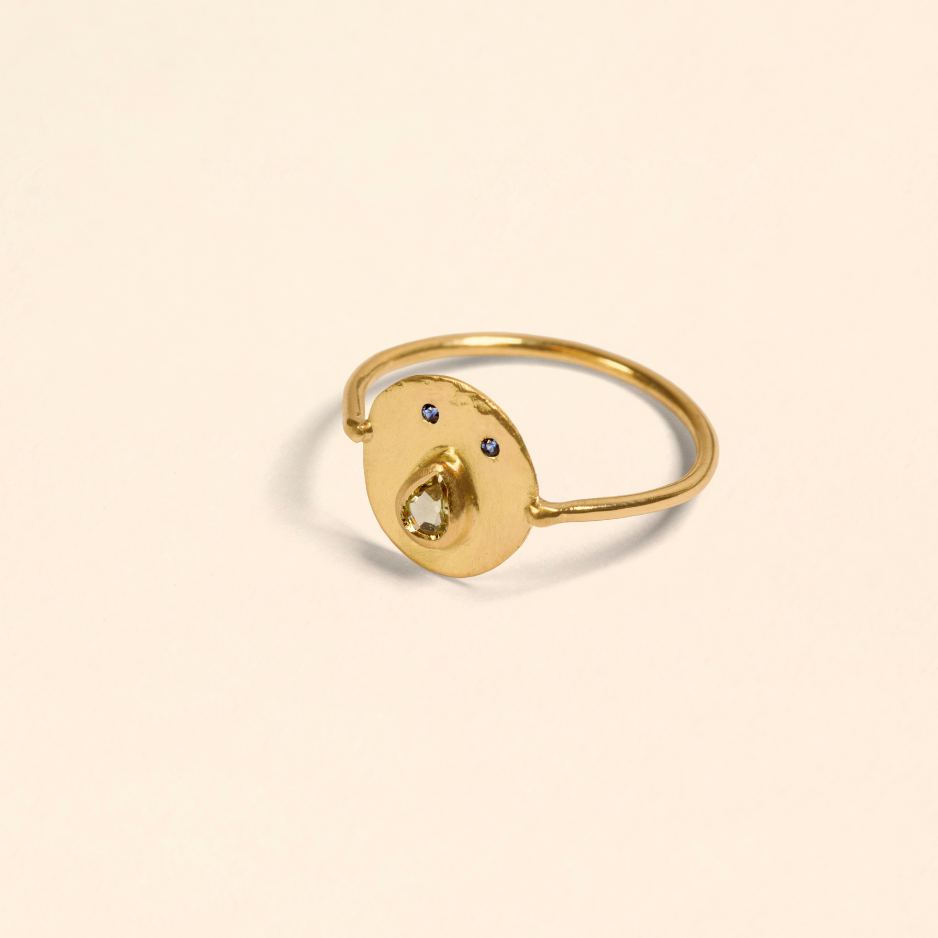 Paula Mini Ring - 18K Gold and Green Sapphire