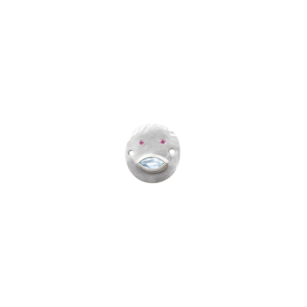 Bracelet Tronche Louise en Argent 925 avec saphir navette transparent légèrement bleuté et yeux saphirs roses