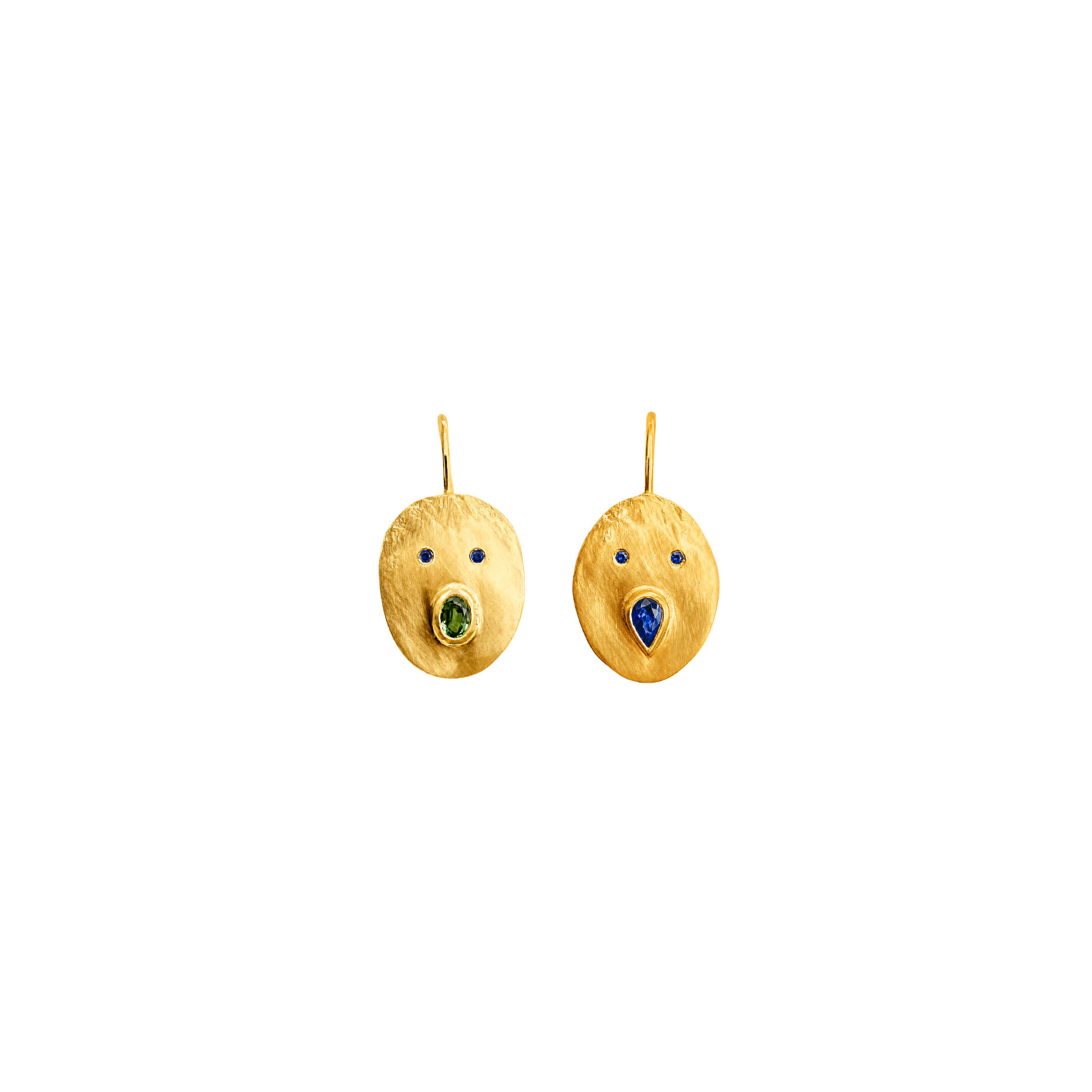 Boucles Henri et Paula - Vermeil et Saphirs Vert et Bleu
