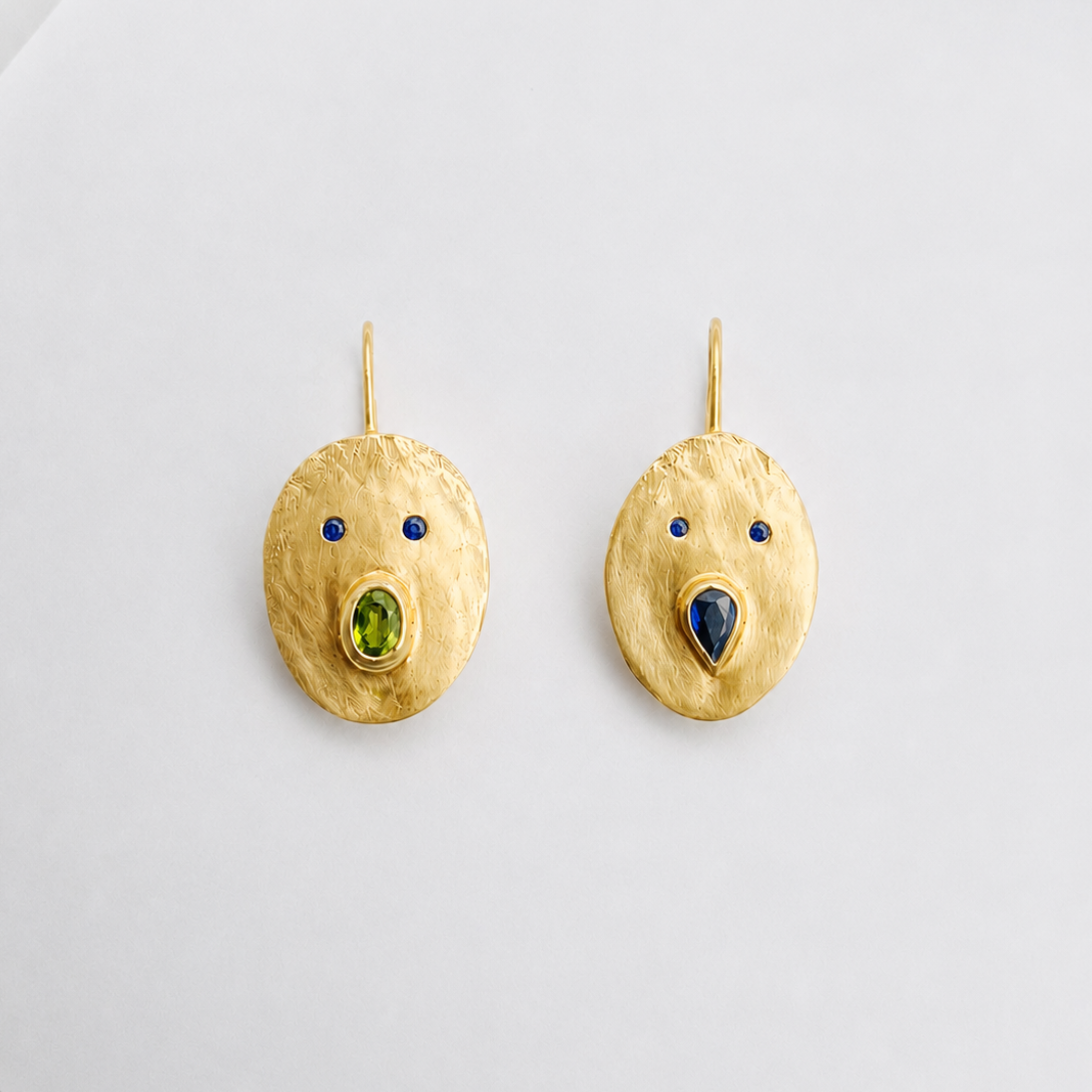 Boucles Henri et Paula - Vermeil et Saphirs Vert et Bleu