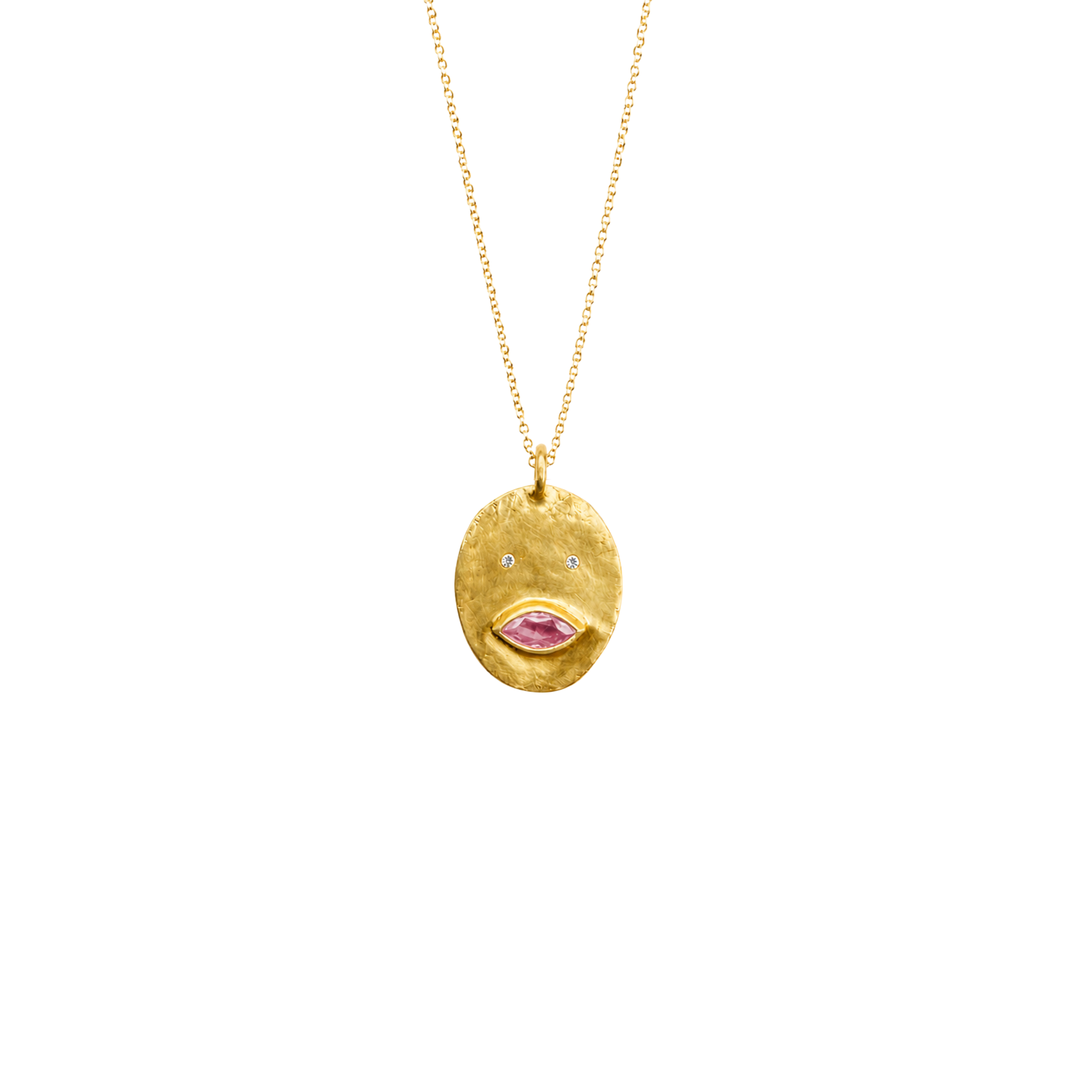 Médaille Tronche Louise - Argent 925, Diamants et Saphir Rose