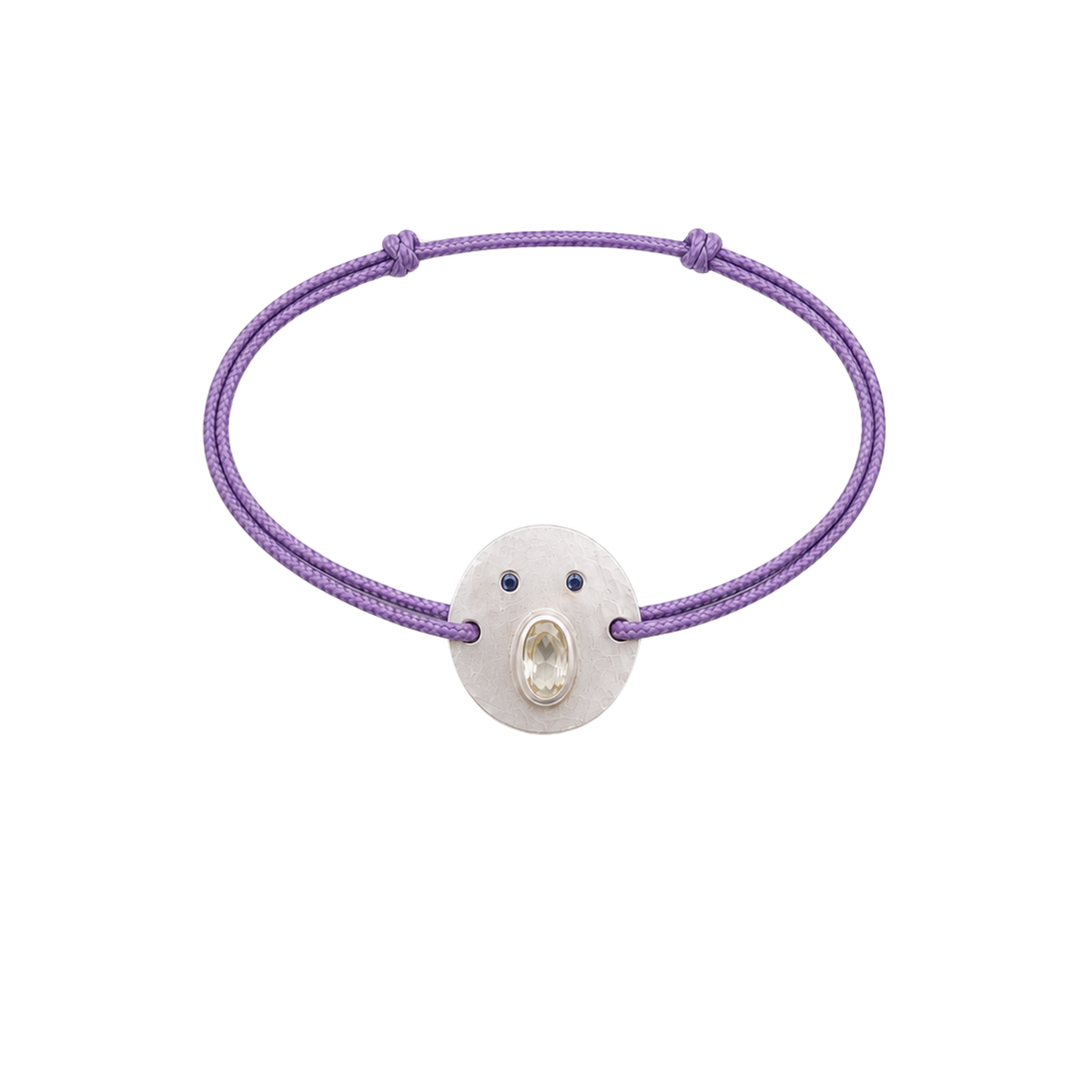 Henri Tronche Cord Bracelet - Silver and Transparent Sapphire