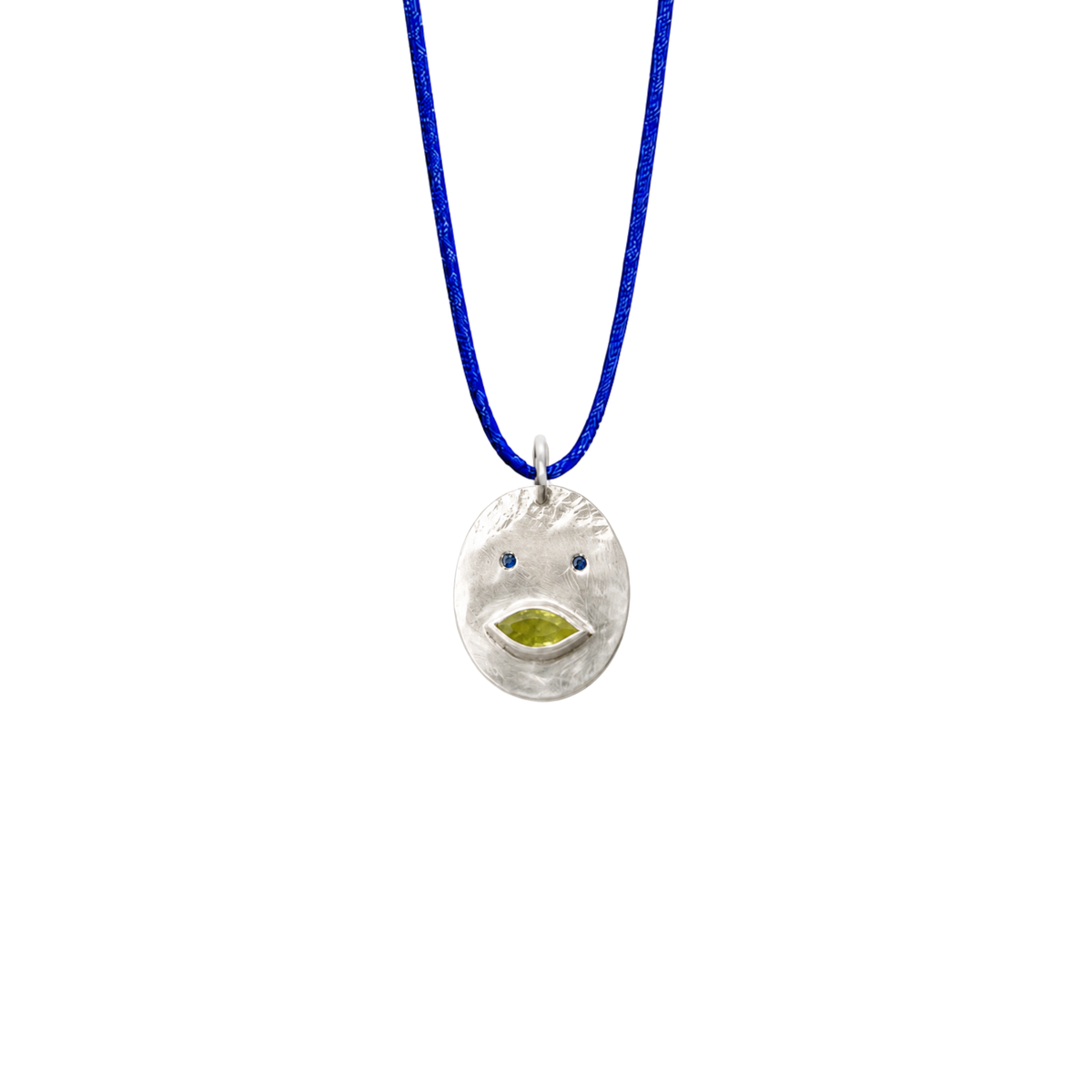 Louise Face Cord Pendant – 925 Sterling Silver, Marquise-Cut Yellow Sapphire & Blue Sapphires