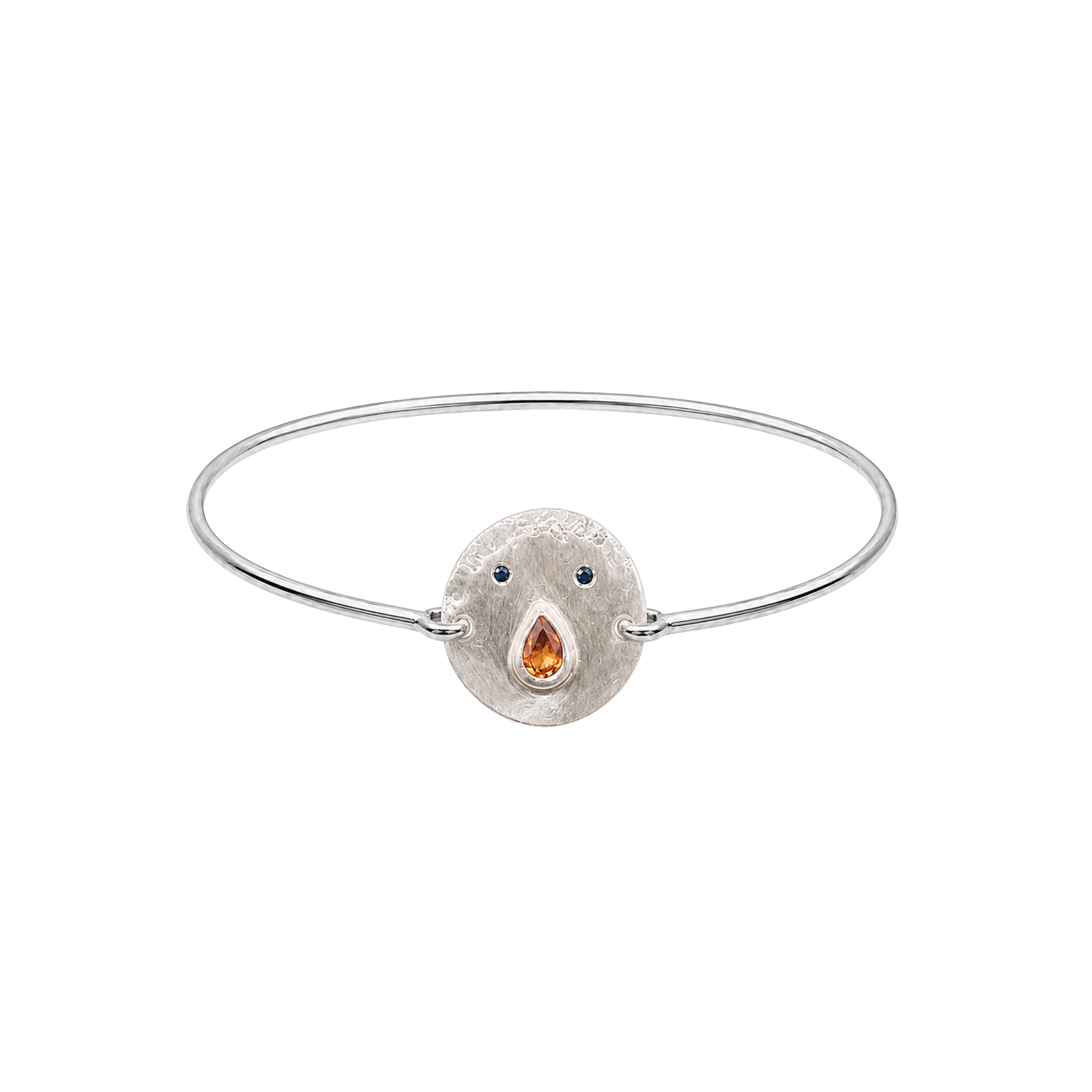 Bracelet jonc Tronche Paula en Argent et saphir orange poire