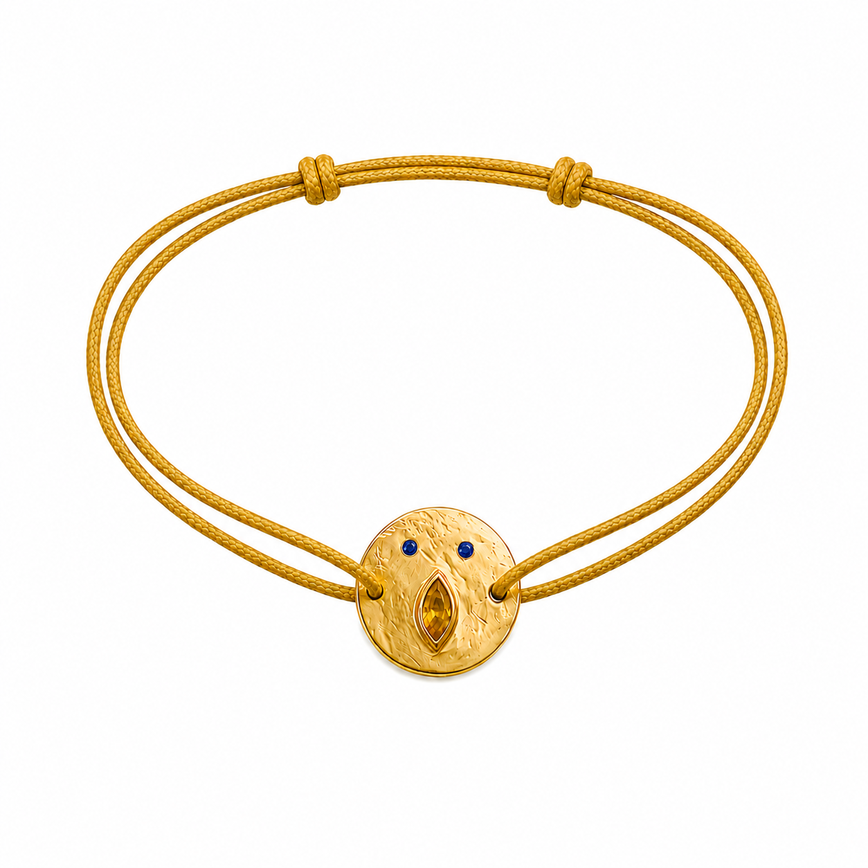 Bracelet Cordon Tronche Louise - Vermeil et Saphir Jaune