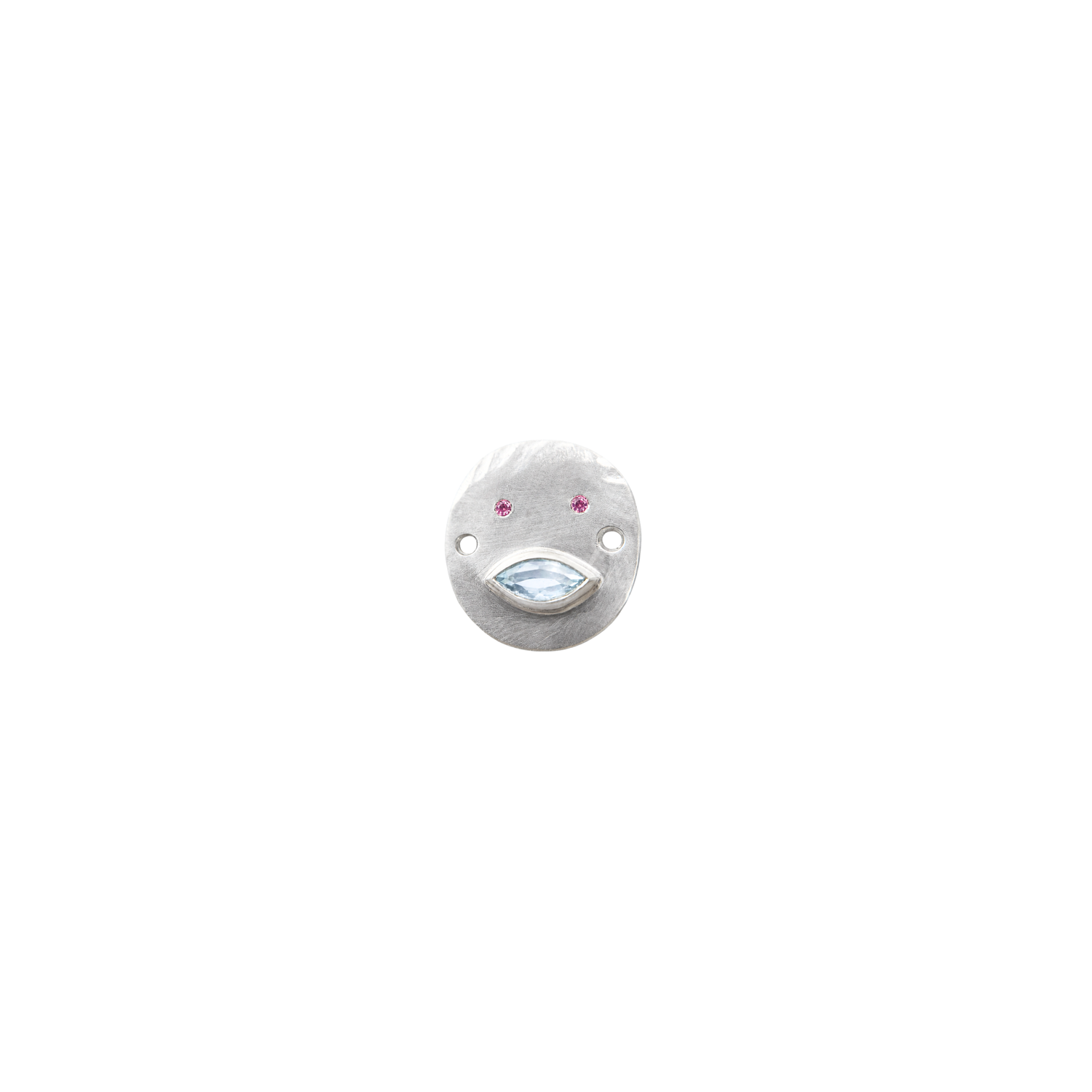 Bracelet Tronche Louise en Argent 925 avec saphir navette transparent légèrement bleuté et yeux saphirs roses
