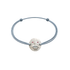 Bracelet Tronche Louise en Argent 925 avec saphir navette transparent légèrement bleuté et yeux saphirs roses sur cordon gris