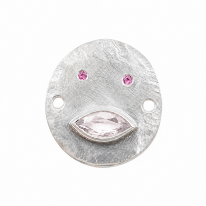 Bracelet Cordon Tronche Louise - Argent et Saphir Rose transparent