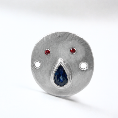 Bracelet Cordon Tronche Paula - Argent et Saphir Bleu Marine