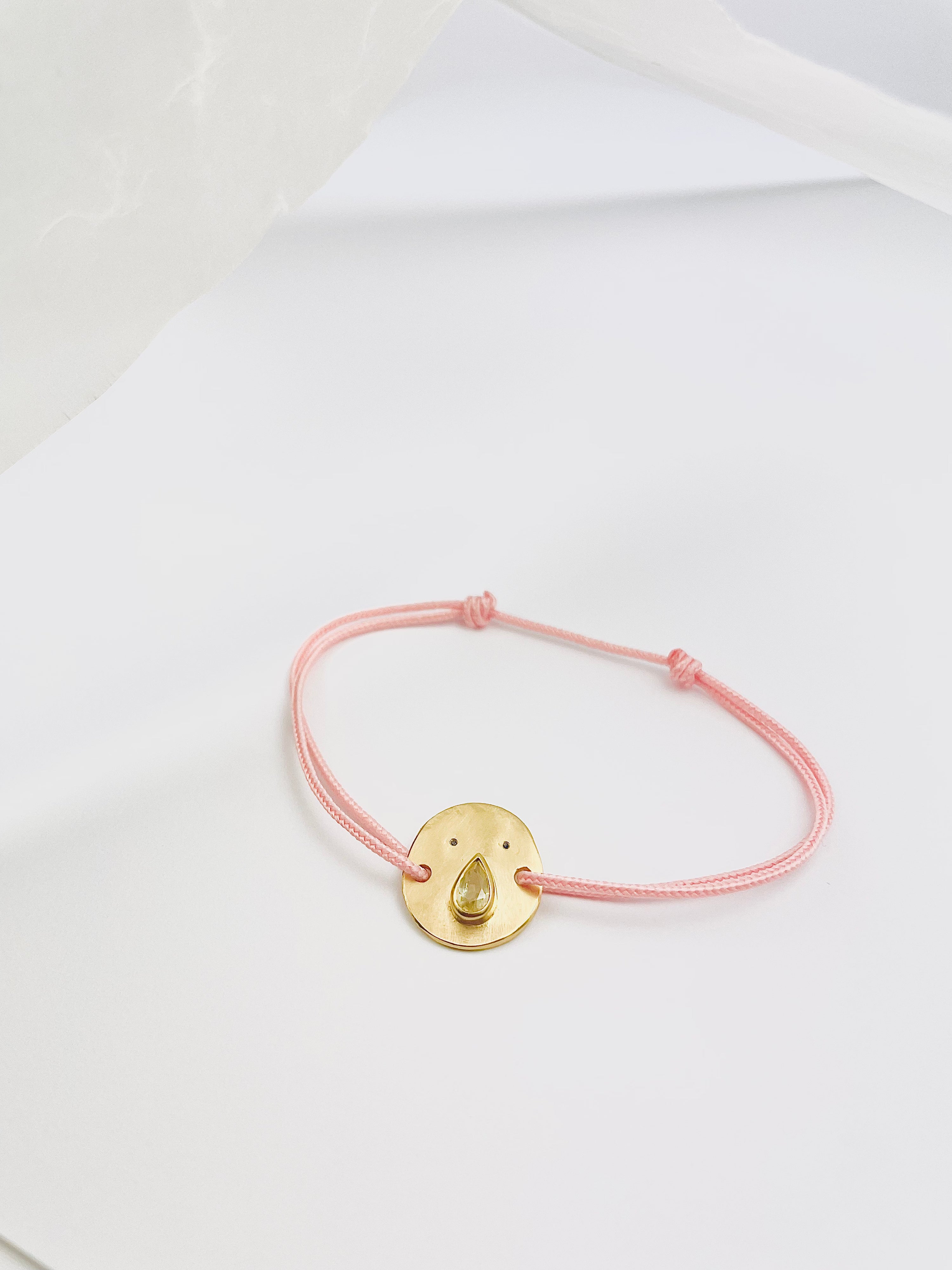 Bracelet Cordon Tronche Paula - Vermeil et Saphir Vert
