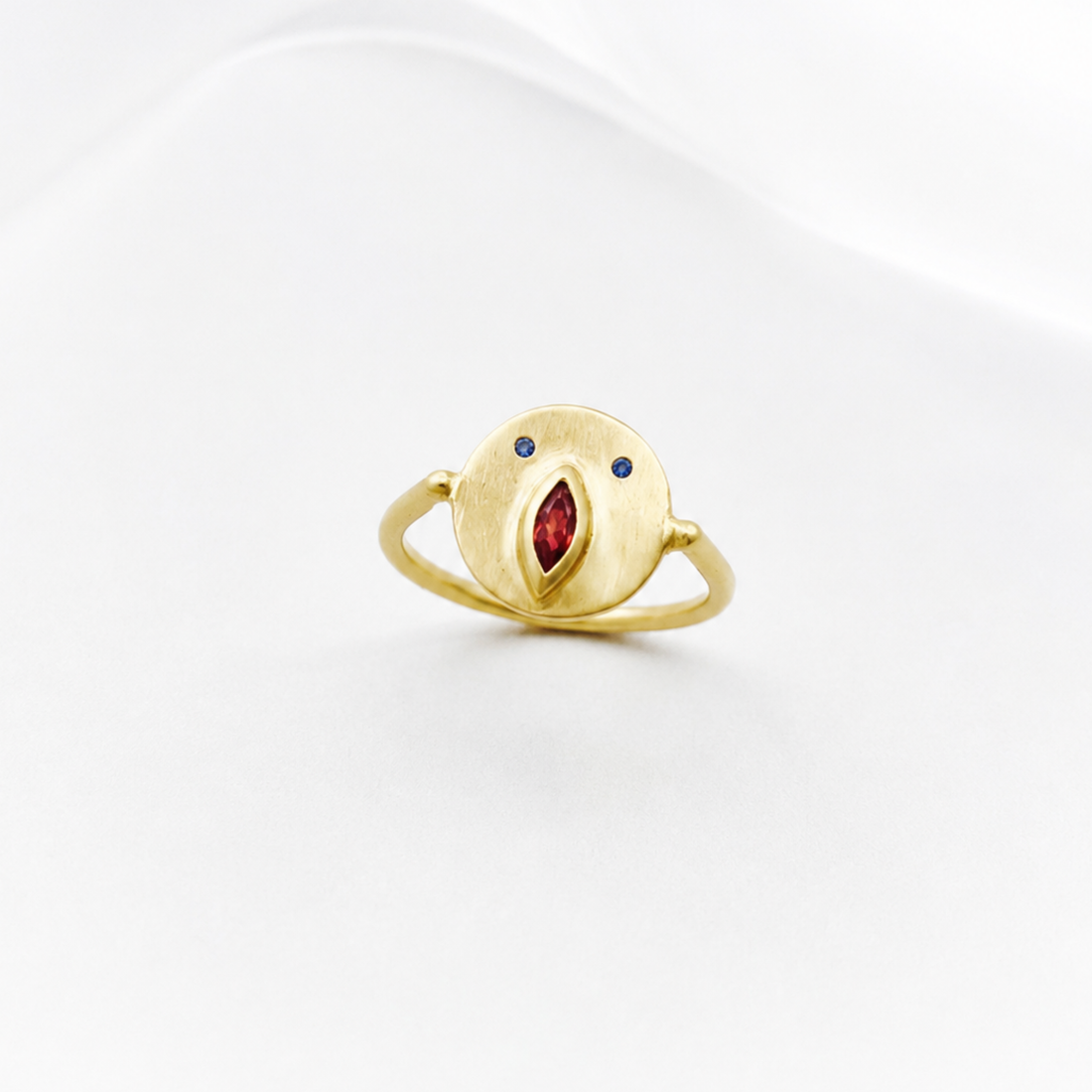 Mini Bague Tronche Louise - Vermeil &amp; Saphir Rouge