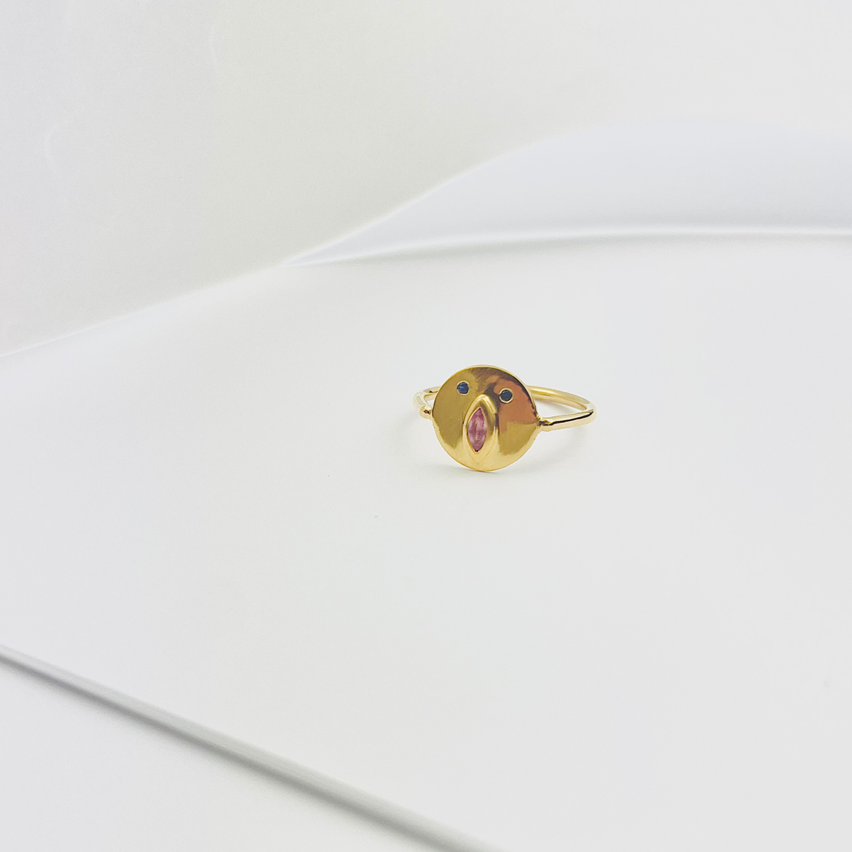 Louise Mini Face Ring - Vermeil and Pink Sapphire