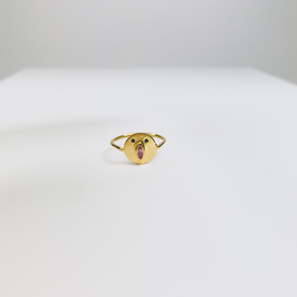 Mini Bague Tronche Louise - Vermeil &amp; Saphir Rose