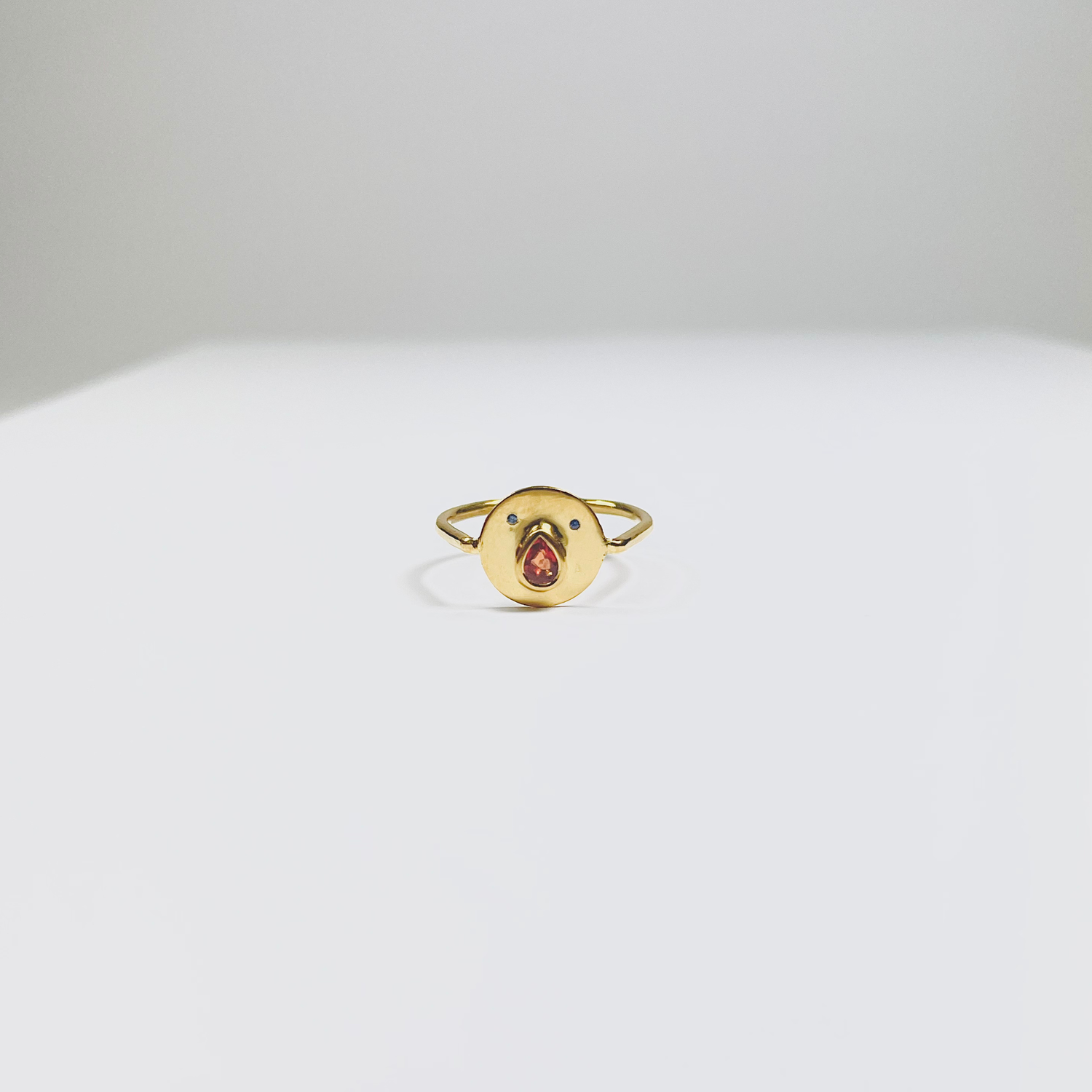 Mini Bague Tronche Paula - Vermeil &amp; Saphir Rouge