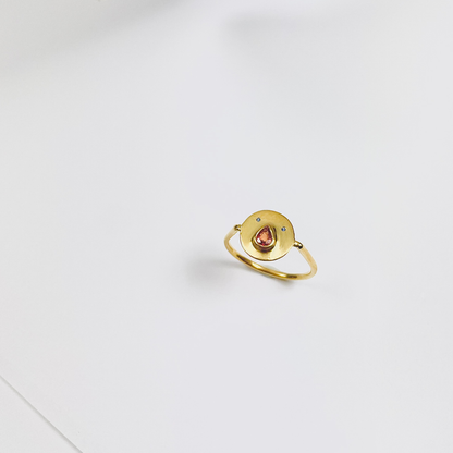 Mini Bague Tronche Paula - Vermeil &amp; Saphir Rouge