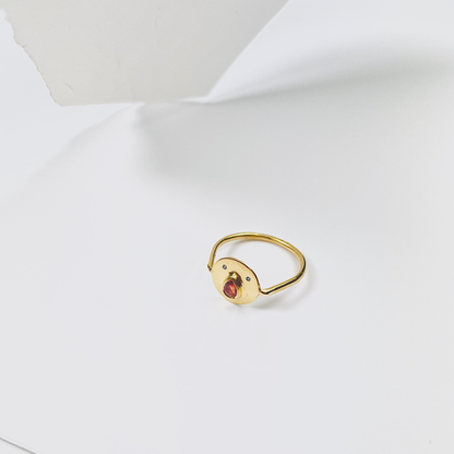 Mini Bague Tronche Paula - Vermeil &amp; Saphir Rouge