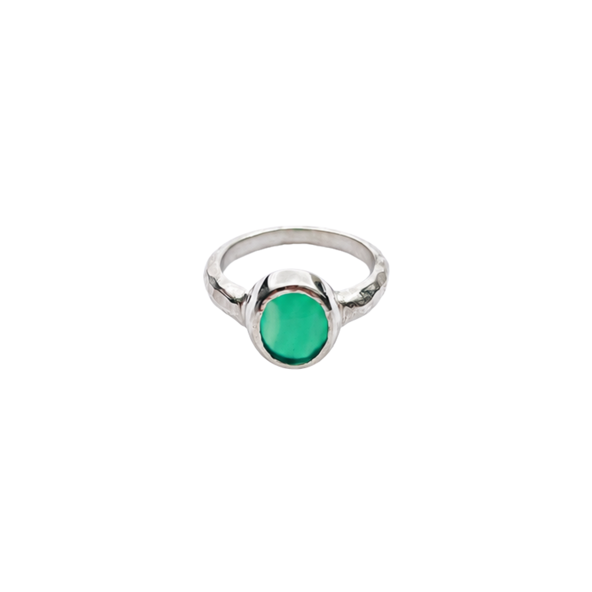 Bague PIRÉE en Argent 925 avec agate verte et corps de bague sculpté – Louise Vurpas