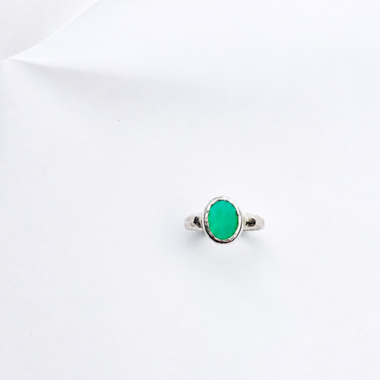 Bague PIRÉE en Argent 925 avec agate verte et corps de bague sculpté – Louise Vurpas