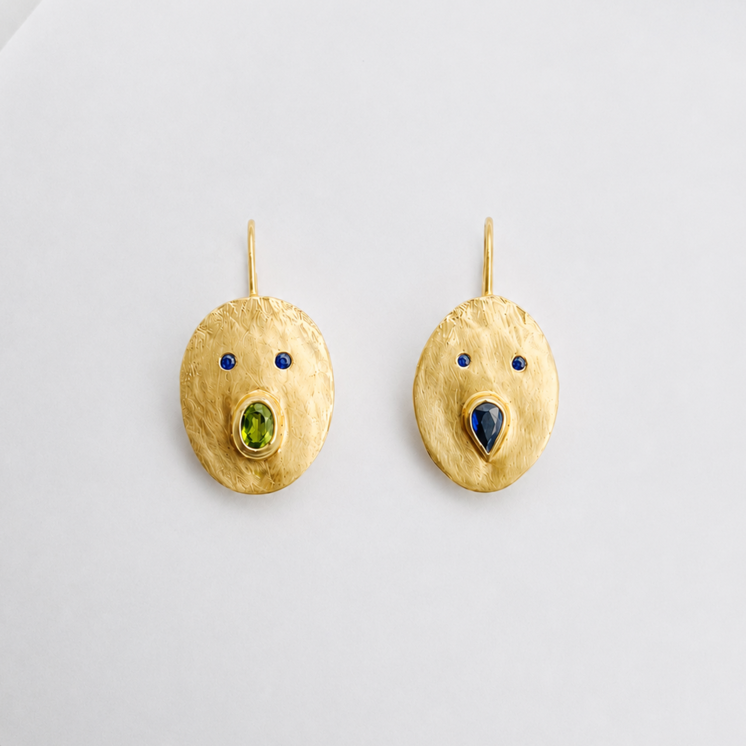 Boucles Henri et Paula - Vermeil et Saphirs Vert et Bleu