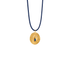 Médaille Tronche Louise en Or 750 mat et martelé avec diamants et saphir bleu taille navette fabriquée à la main à Lyon