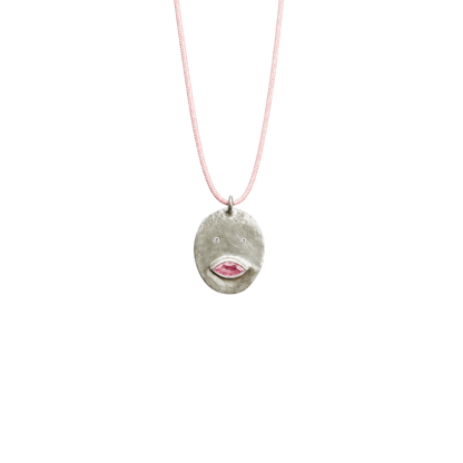Médaille Tronche Louise - Argent 925, Diamants et Saphir Rose