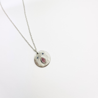 Collier Tronche Paula - Argent et Saphir Rose
