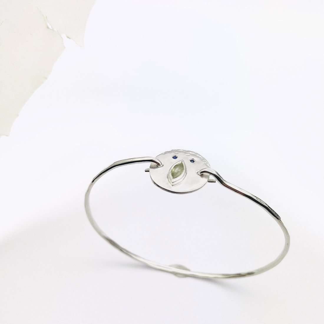 Jonc Tronche Louise - Argent et Saphir Jaune