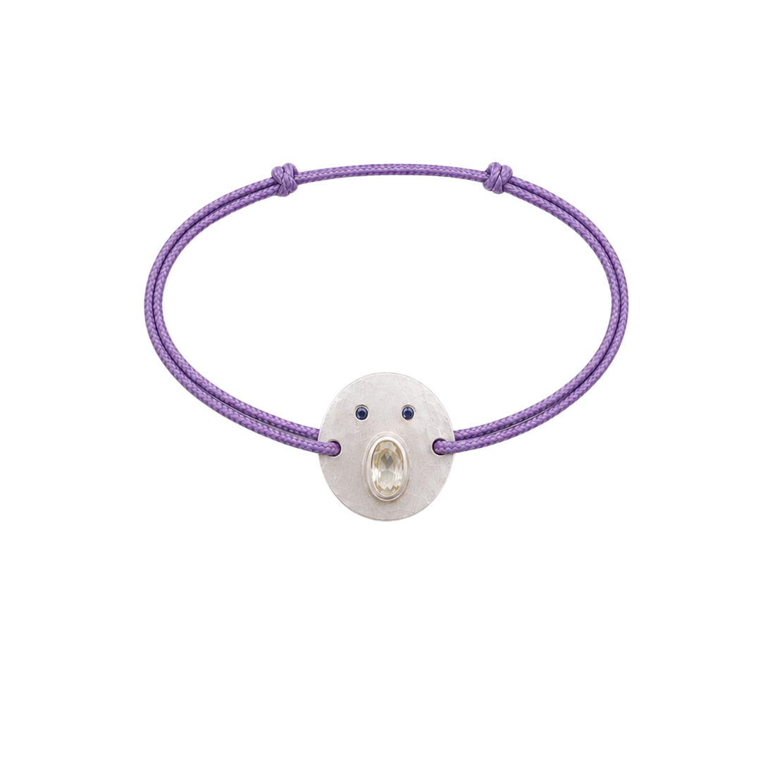 Bracelet Cordon Tronche Henri - Argent et Saphir Transparent