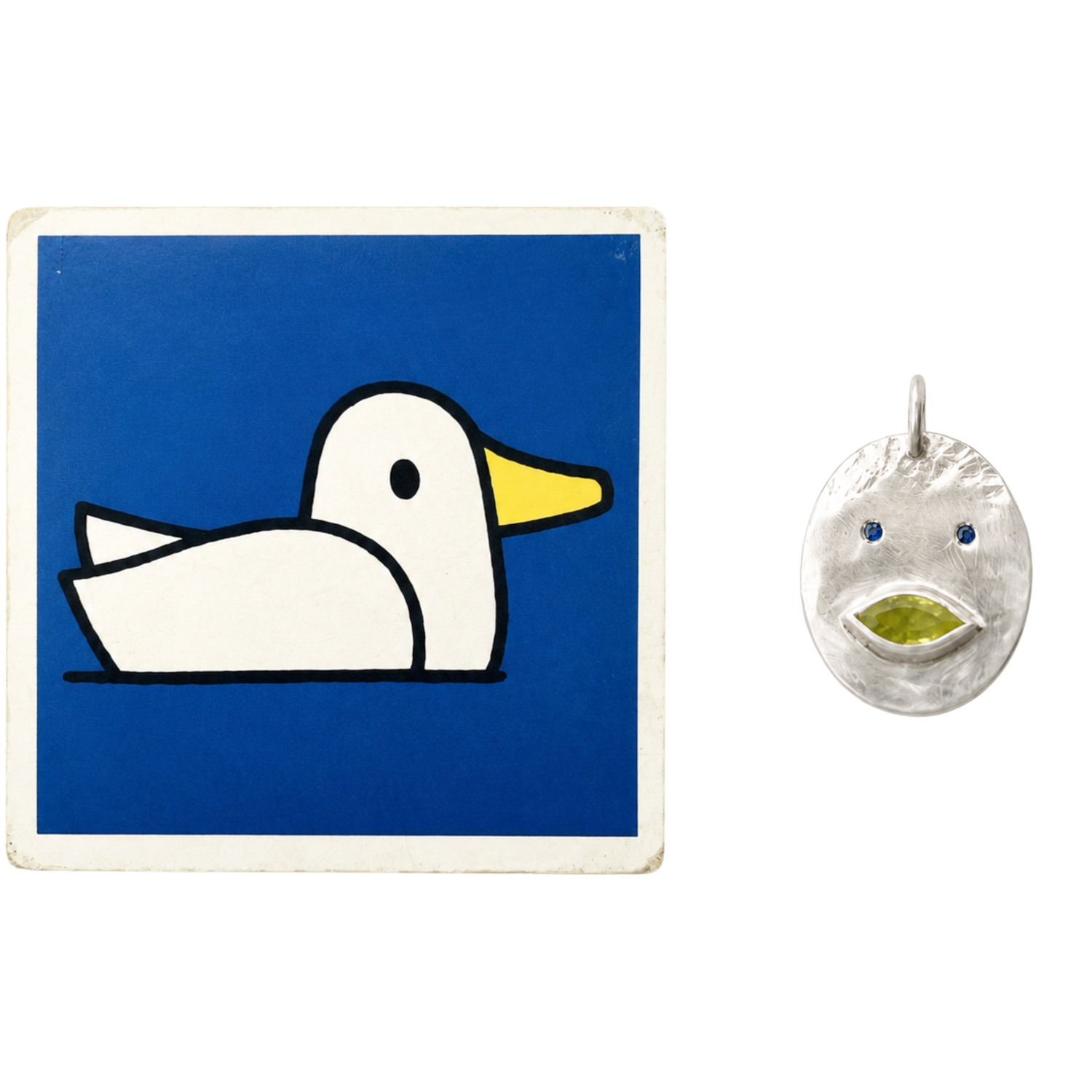 Pendentif Cordon Tronche Louise – Argent 925, Saphir Jaune Navette &amp; Saphirs Bleus