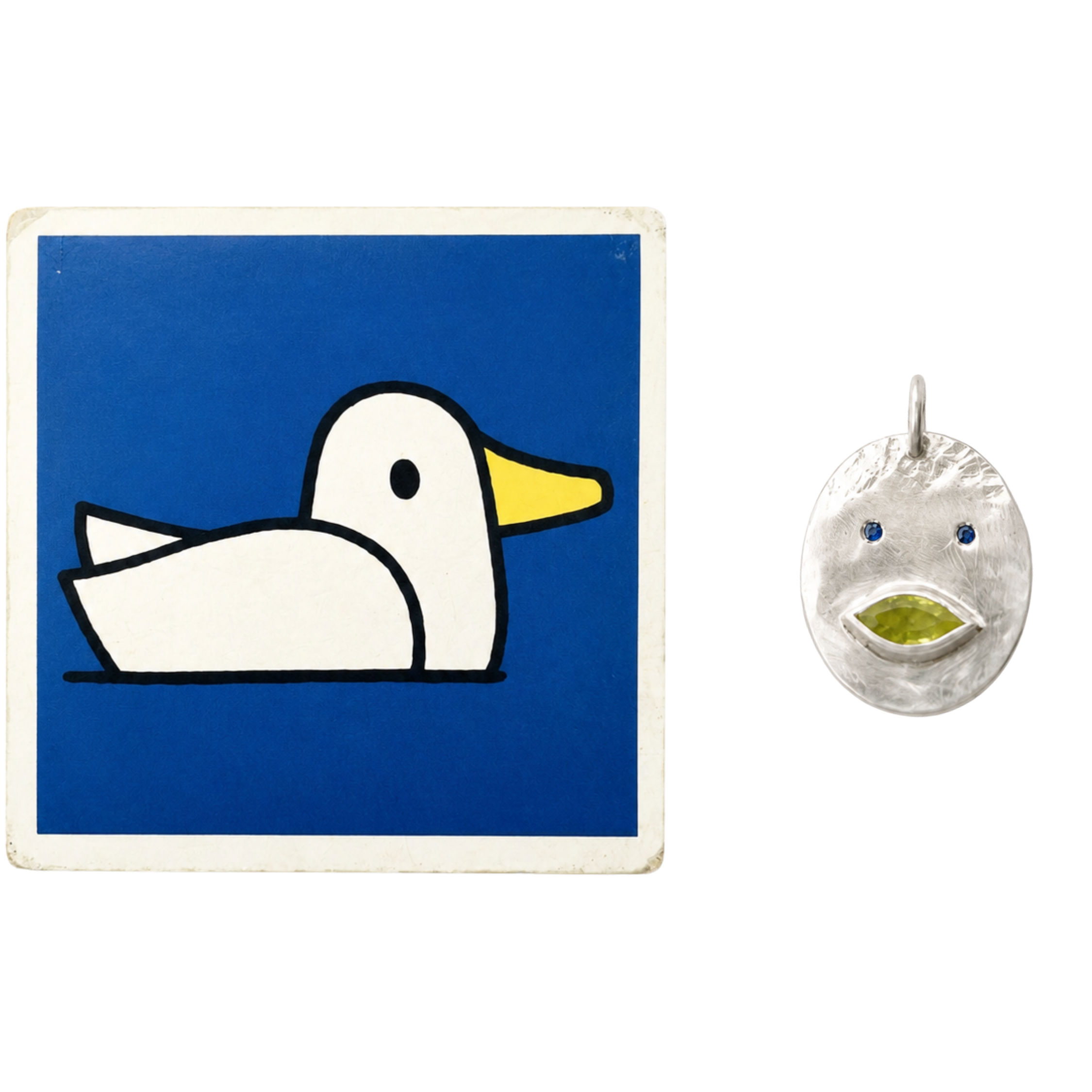 Pendentif Cordon Tronche Louise – Argent 925, Saphir Jaune Navette &amp; Saphirs Bleus