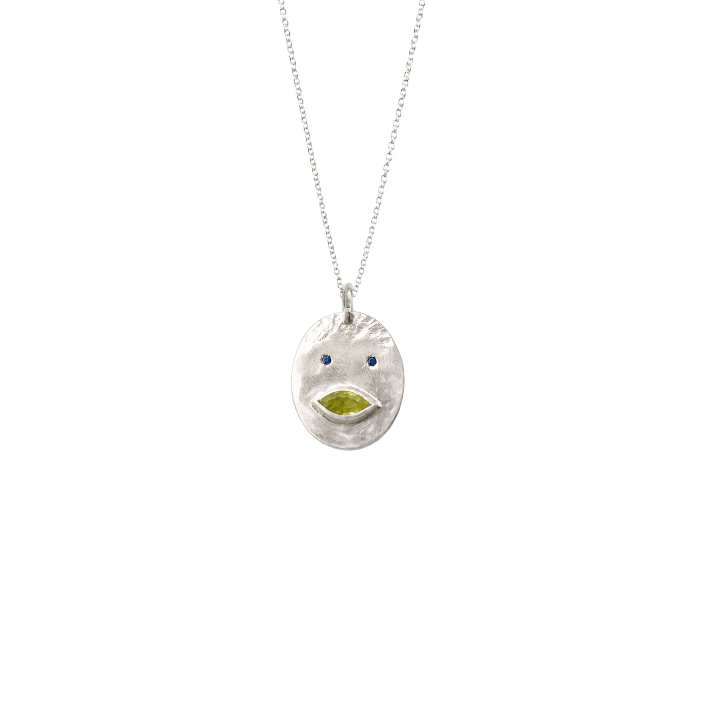 Pendentif Cordon Tronche Louise – Argent 925, Saphir Jaune Navette &amp; Saphirs Bleus