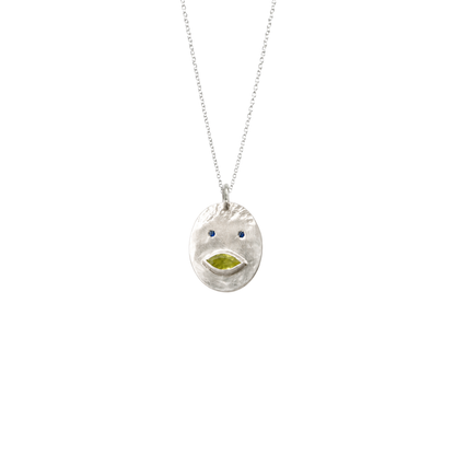 Pendentif Cordon Tronche Louise – Argent 925, Saphir Jaune Navette &amp; Saphirs Bleus
