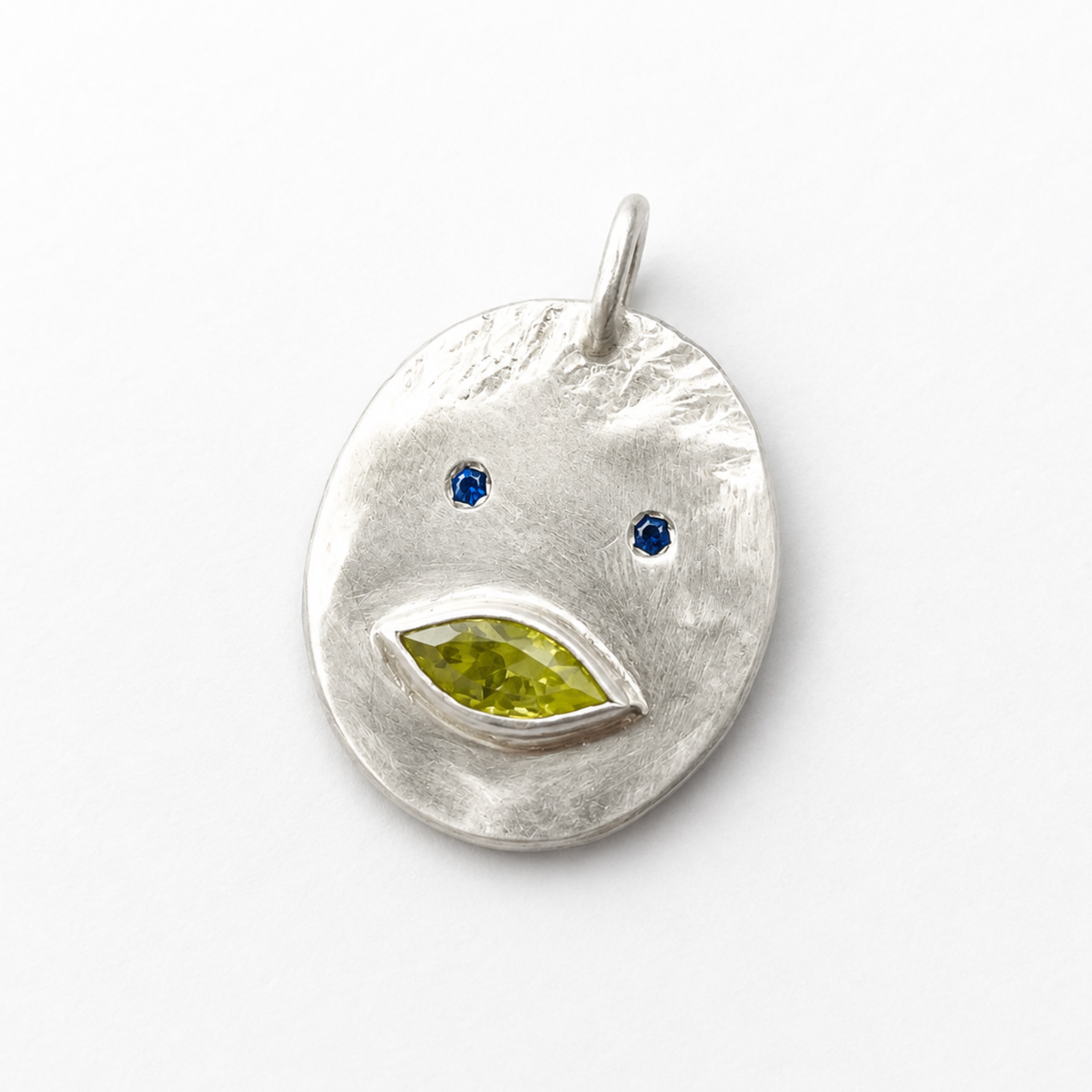 Pendentif Cordon Tronche Louise – Argent 925, Saphir Jaune Navette &amp; Saphirs Bleus