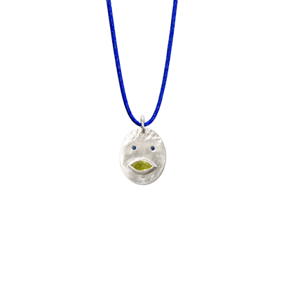 Pendentif Cordon Tronche Louise – Argent 925, Saphir Jaune Navette &amp; Saphirs Bleus