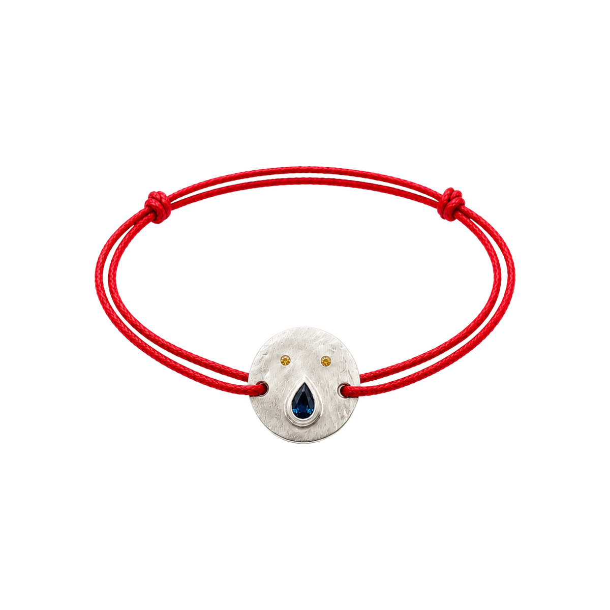 Bracelet Cordon Tronche Paula - Argent et Saphir Bleu Foncé