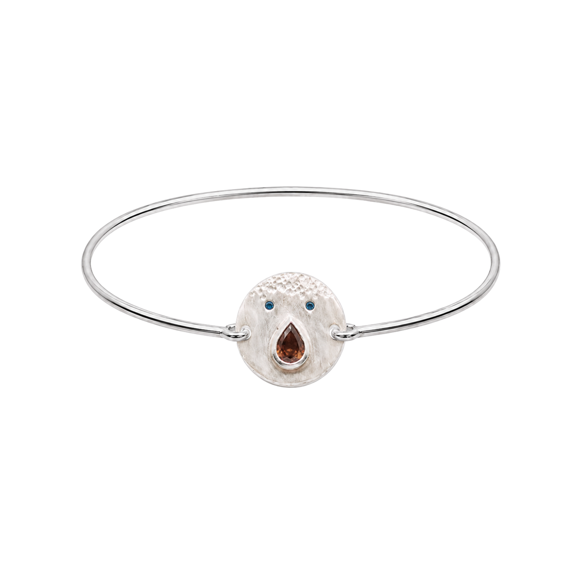 Bracelet jonc Tronche Paula en Argent et saphir brun poire