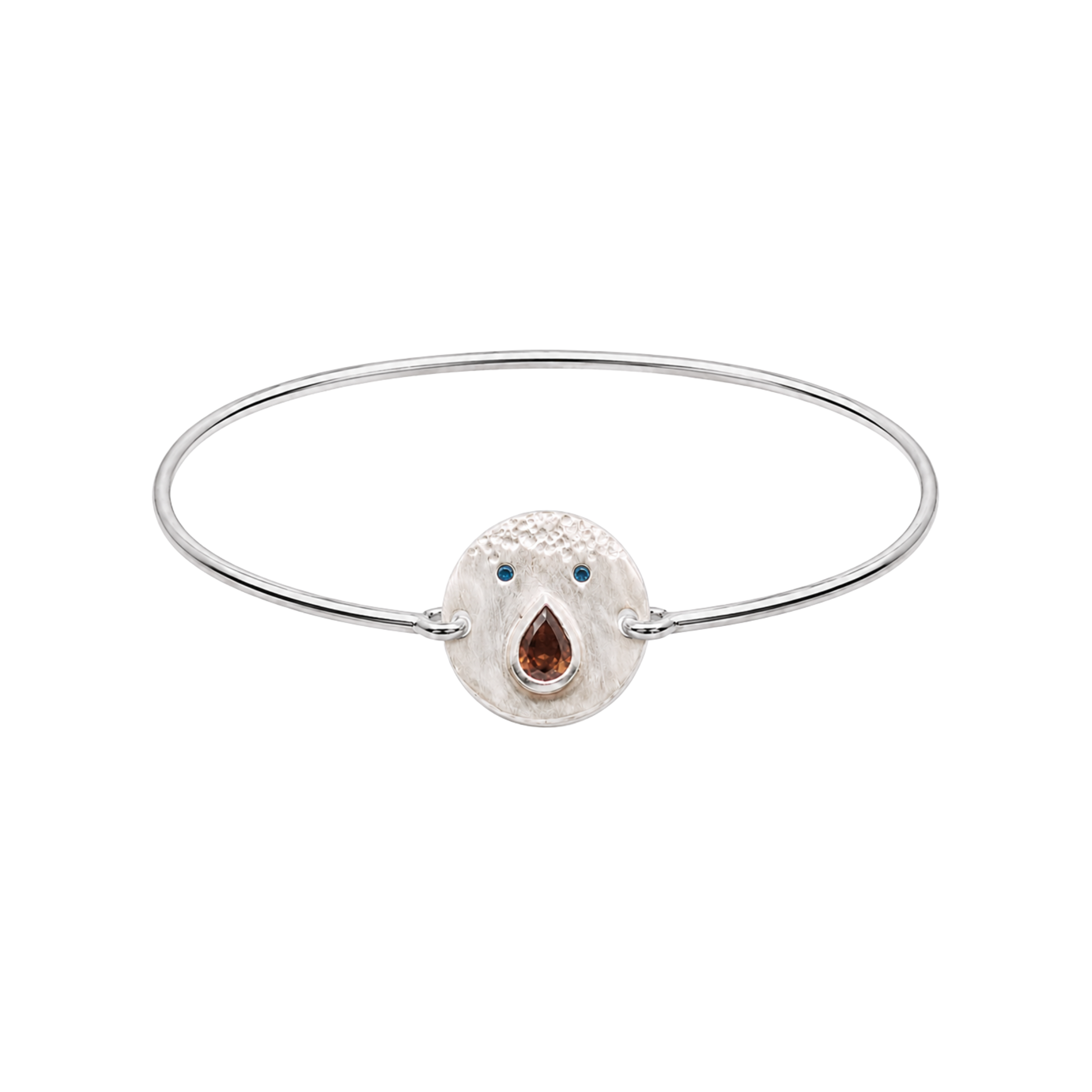 Bracelet jonc Tronche Paula en Argent et saphir brun poire