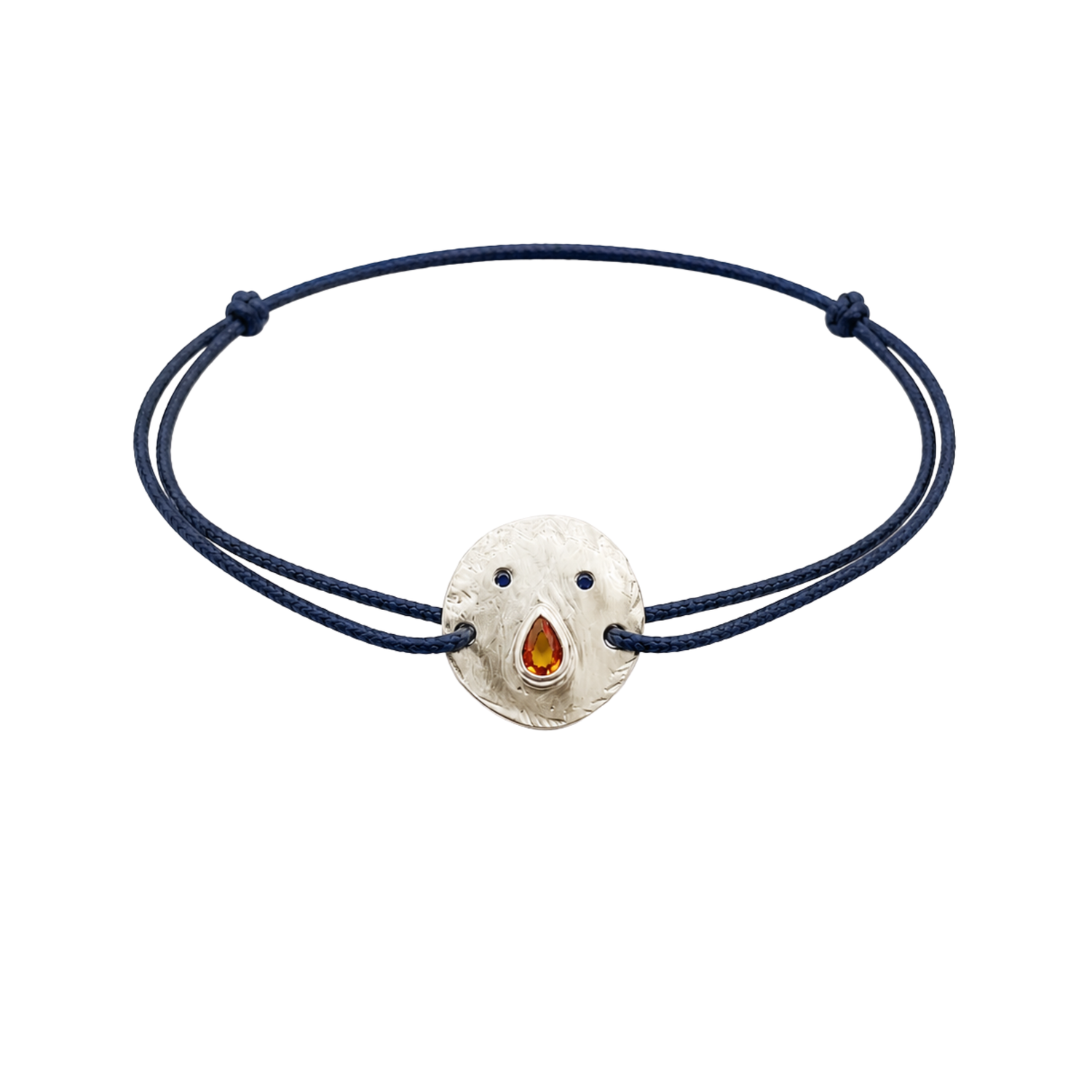 Bracelet cordon Tronche Paula en Argent et saphir orange poire