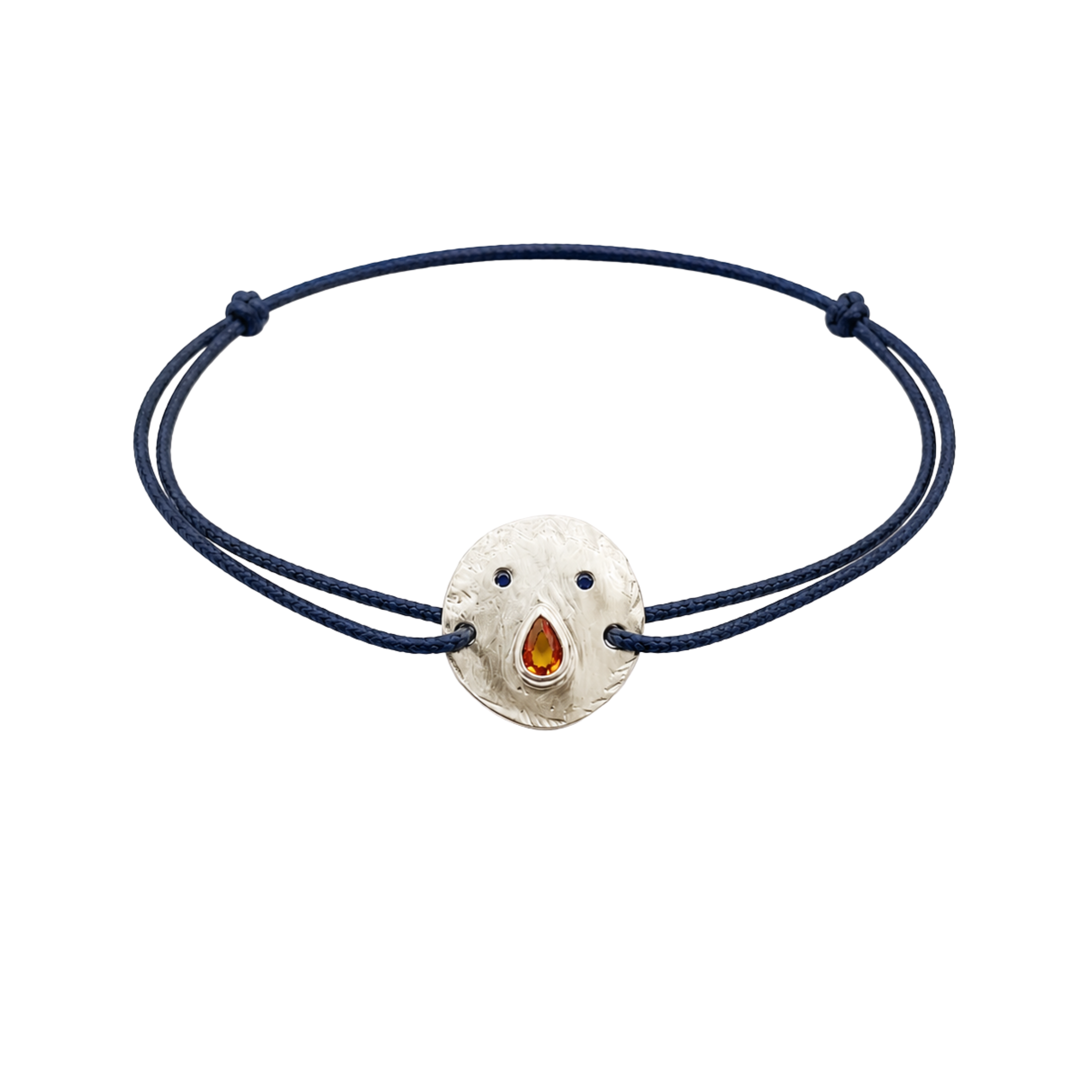 Bracelet cordon Tronche Paula en Argent et saphir orange poire
