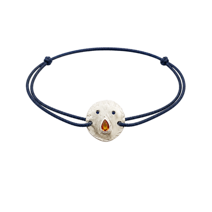 Bracelet cordon Tronche Paula en Argent et saphir orange poire