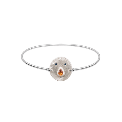 Bracelet jonc Tronche Paula en Argent et saphir orange poire