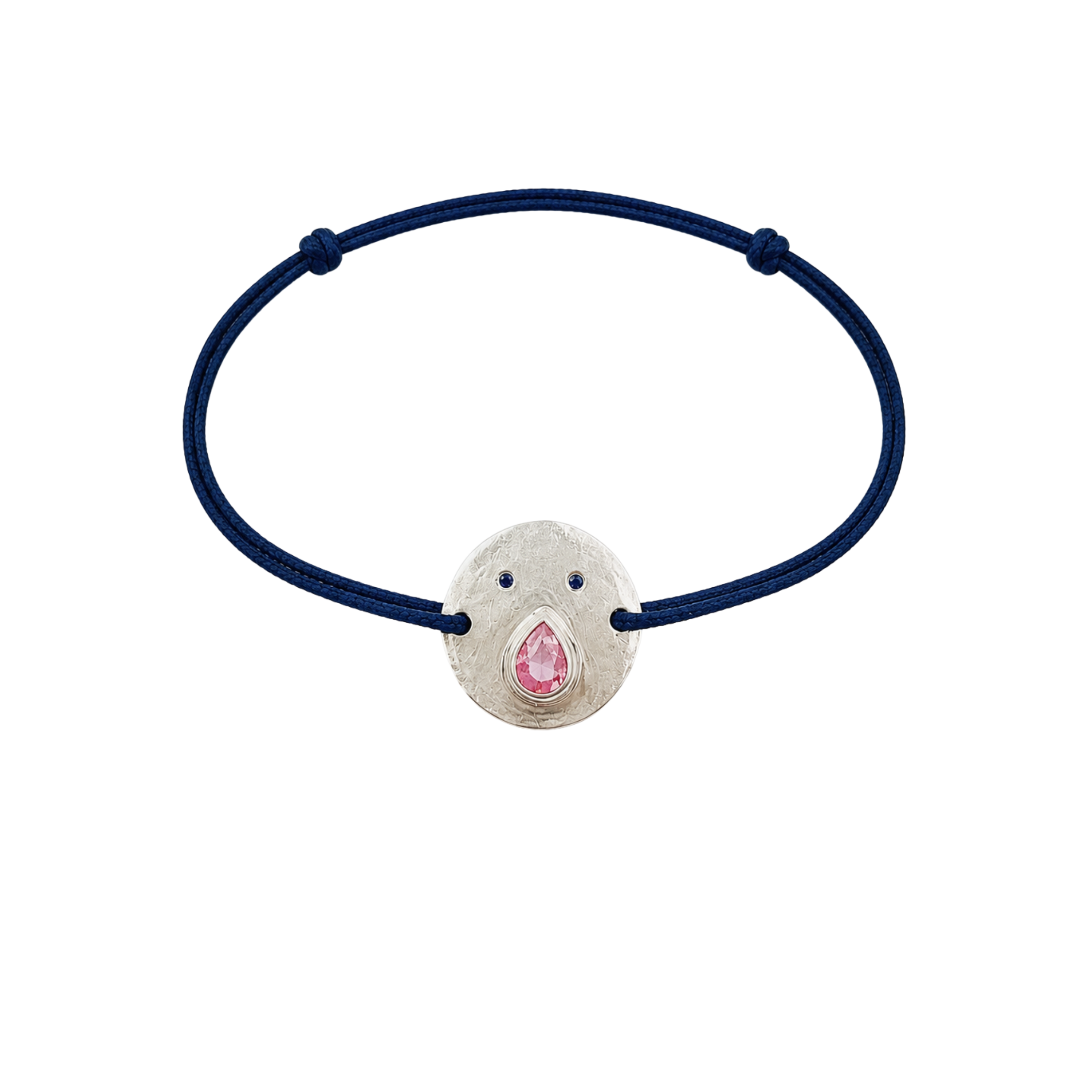 Bracelet Cordon Tronche Paula - Argent et Saphir Rose