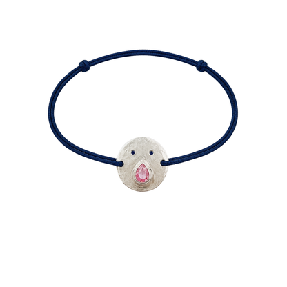 Bracelet Cordon Tronche Paula - Argent et Saphir Rose