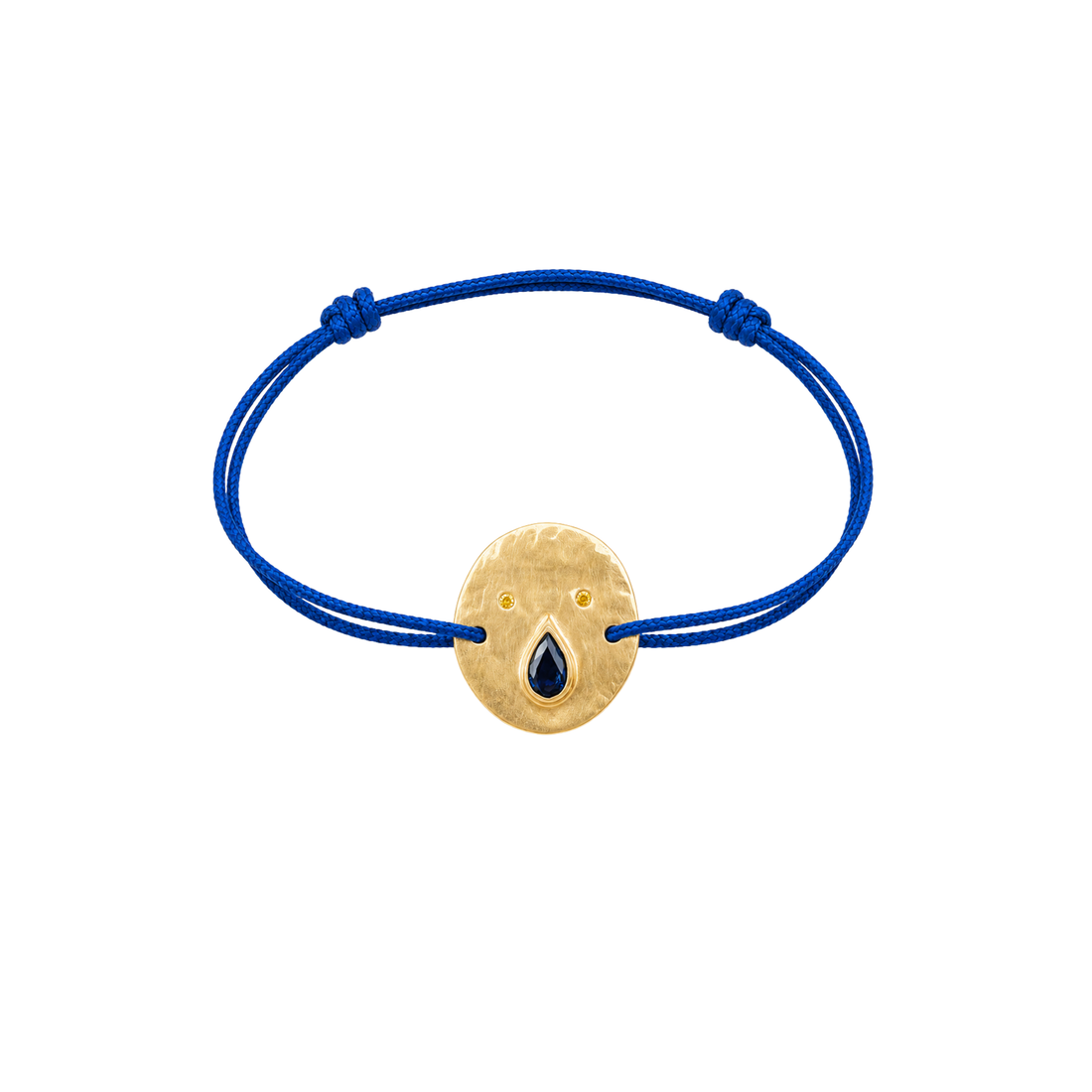 Bracelet cordon Tronche Paula – Vermeil, saphir bleu foncé poire et saphirs jaunes