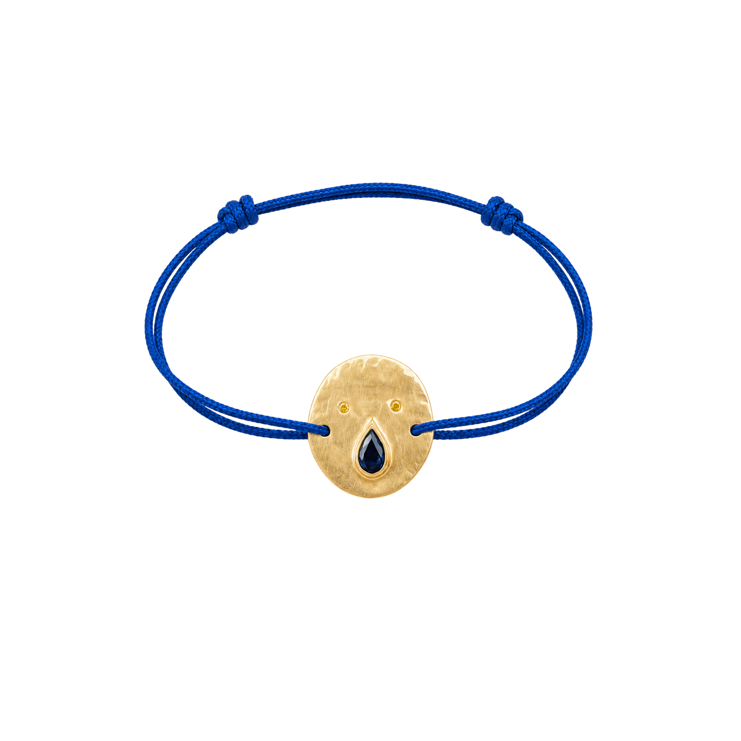 Tronche Paula Cord Bracelet – Gold Vermeil, Pear-Cut Deep Blue Sapphire &amp; Yellow Sapphires

