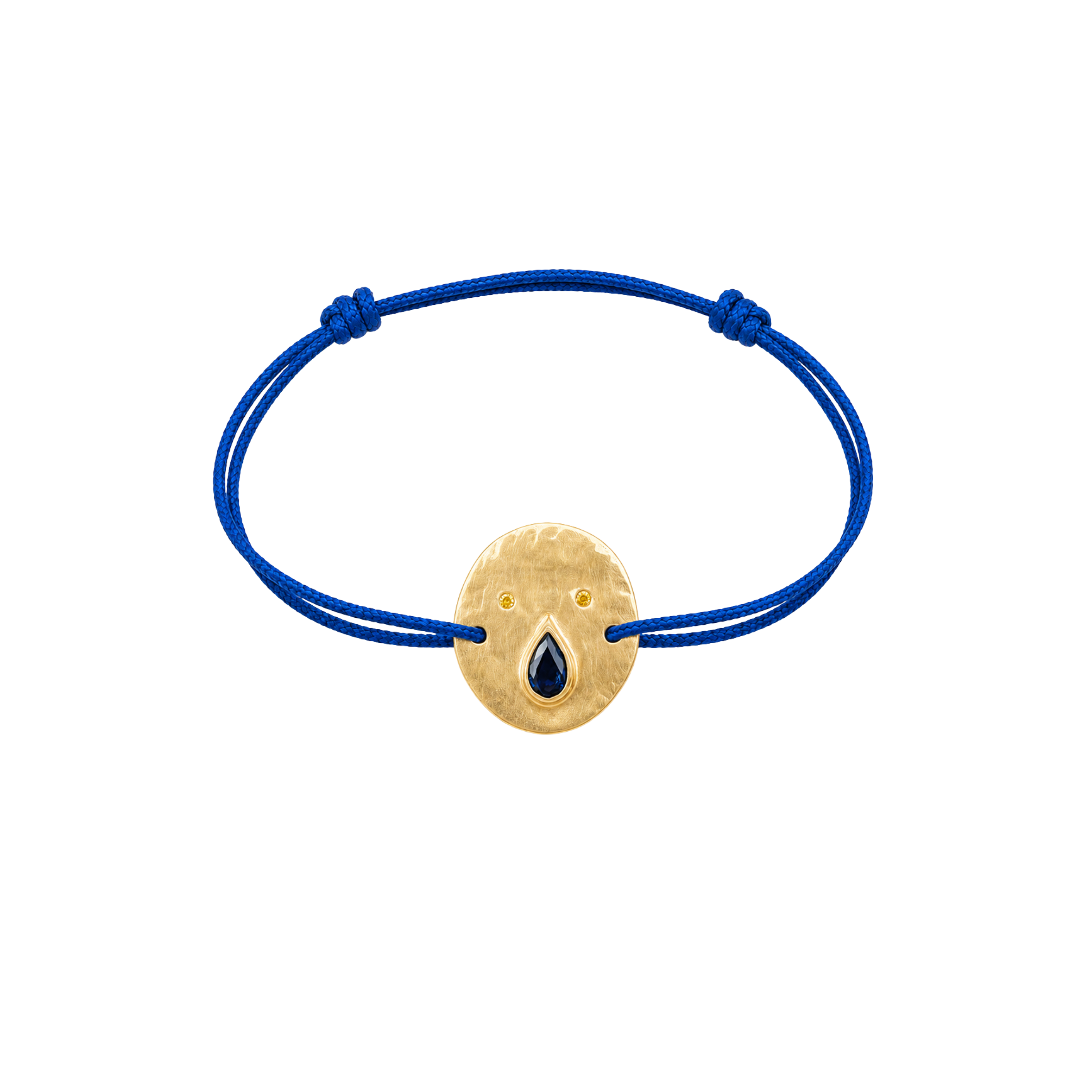 Tronche Paula Cord Bracelet – Gold Vermeil, Pear-Cut Deep Blue Sapphire &amp; Yellow Sapphires
