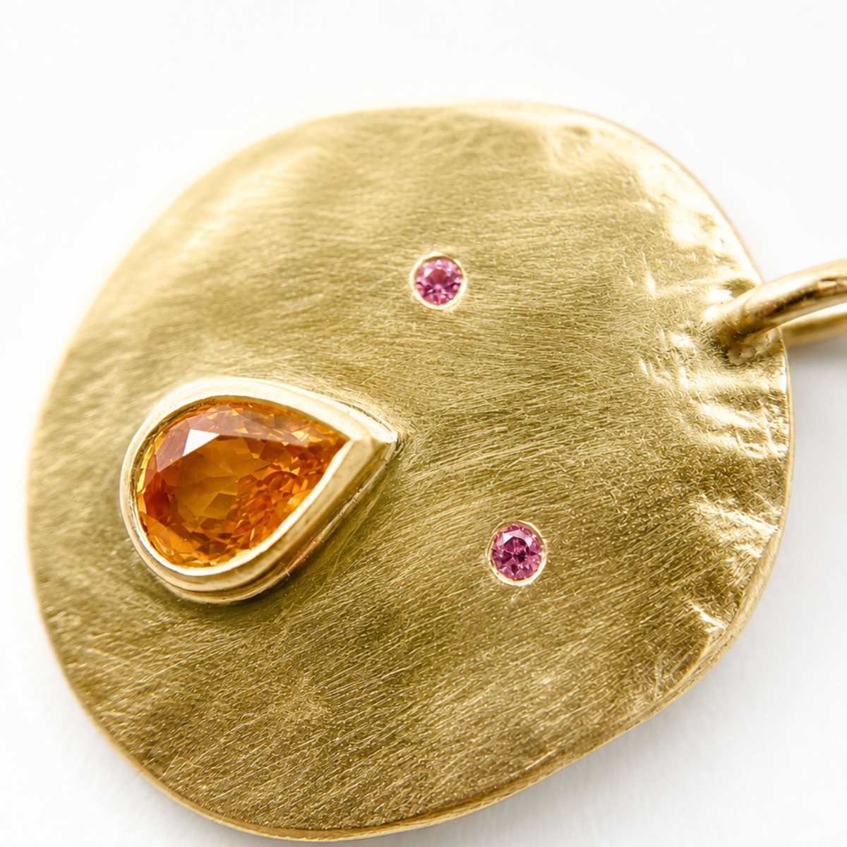 Pendentif cordon Tronche Paula - Vermeil, saphir orange poire et saphirs roses