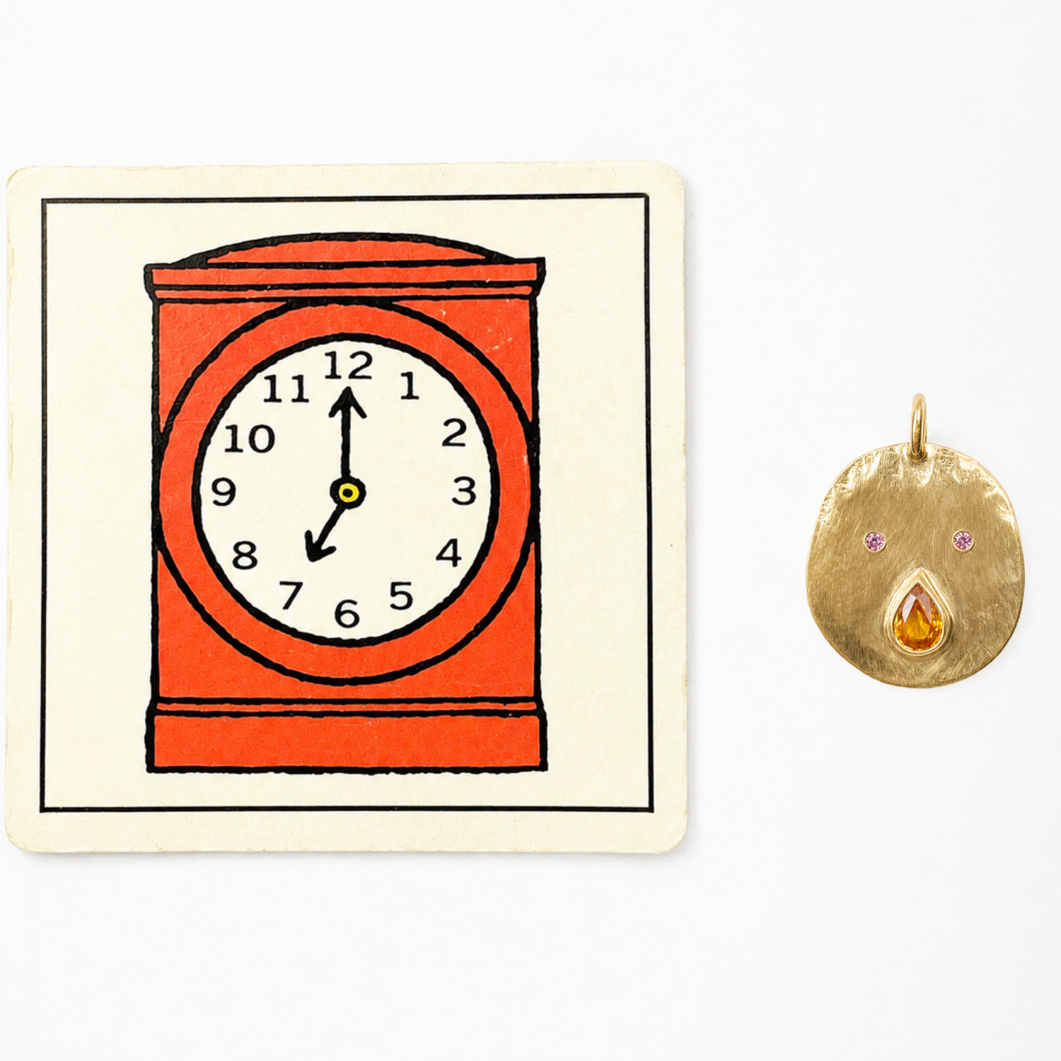 Pendentif cordon Tronche Paula - Vermeil, saphir orange poire et saphirs roses