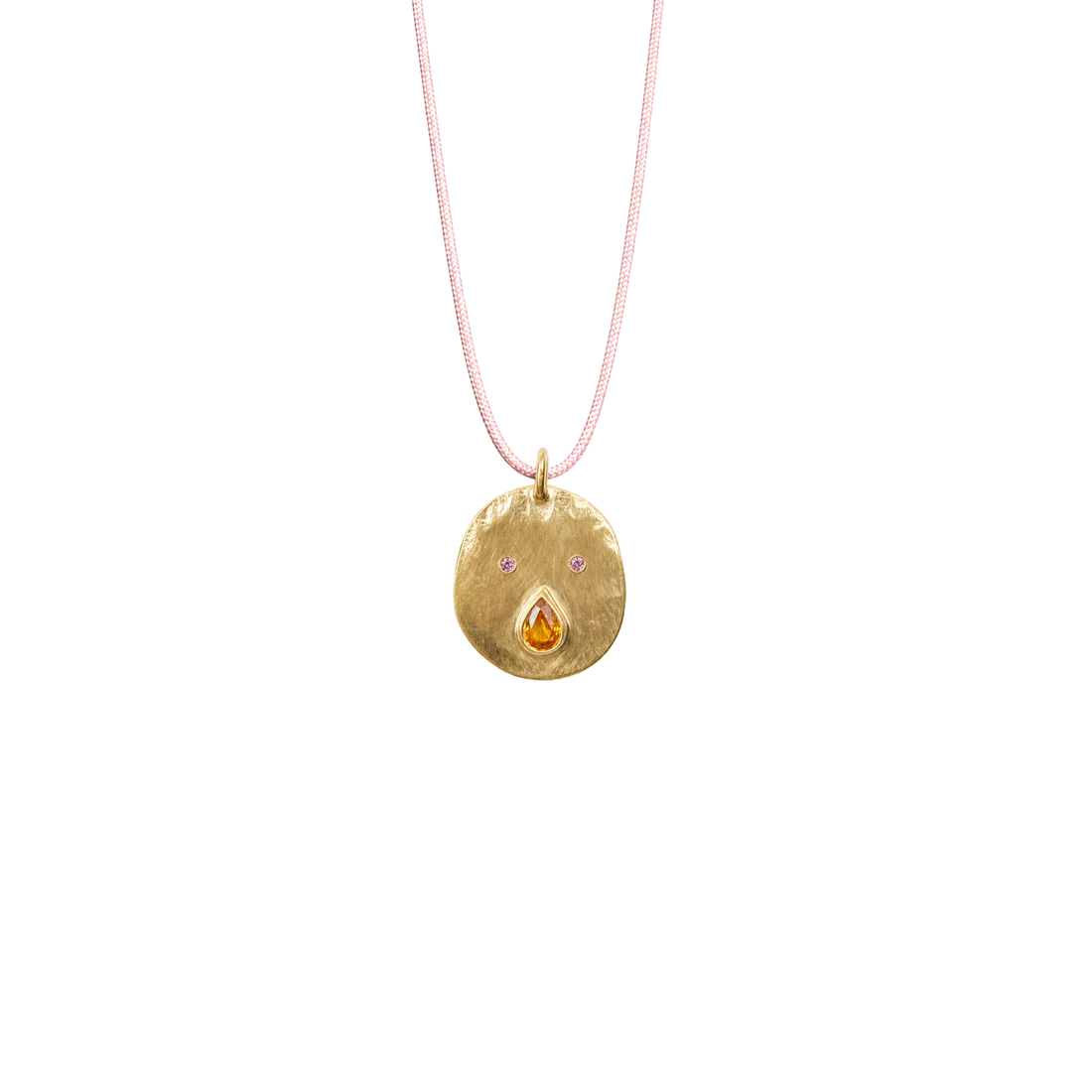 Pendentif cordon Tronche Paula - Vermeil, saphir orange poire et saphirs roses